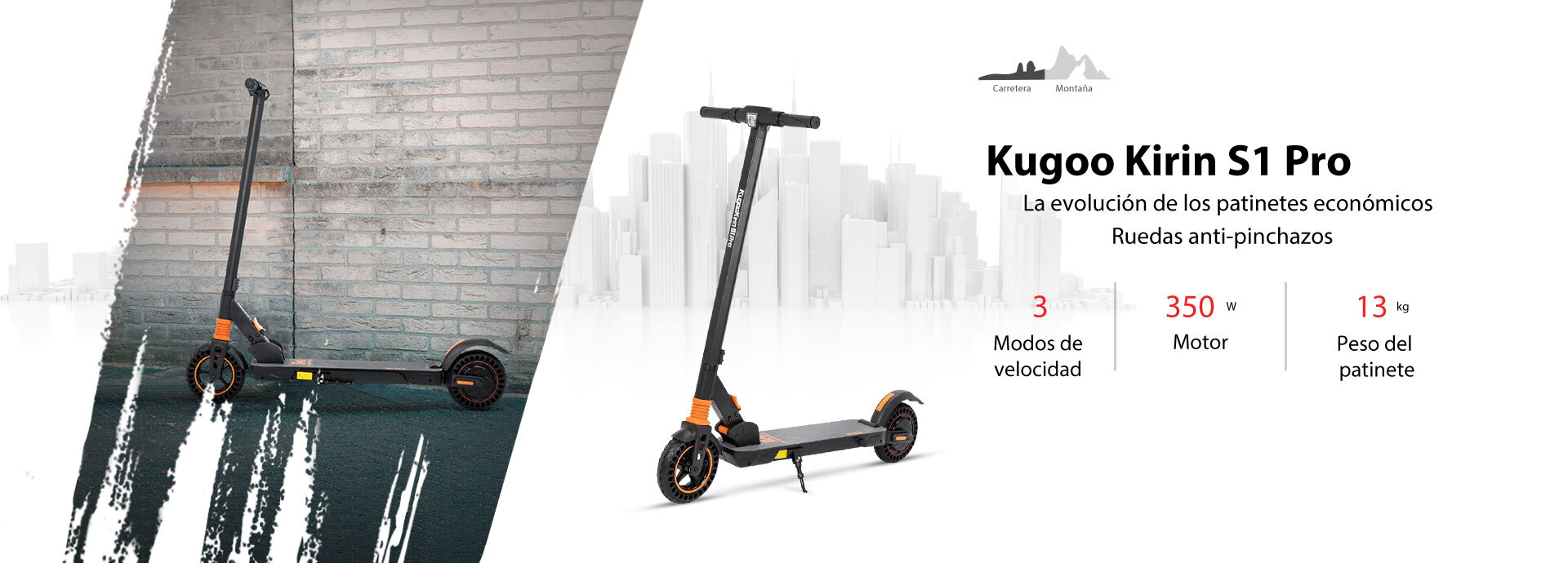 Kugoo Kirin S1 Pro - Patinete eléctrico para desplazarte por la ciudad